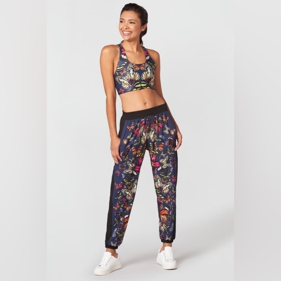 Terez Blue Pink Red kaleidoscope butterfly jogger RipStop Track Pants Sz L - Picture 4 of 15